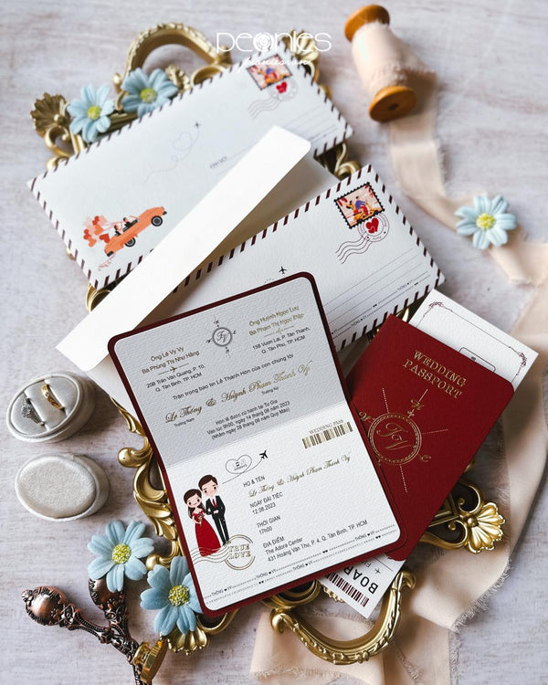 P231267 Red Passport Invitations