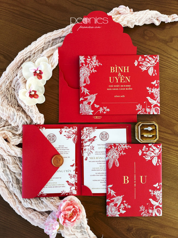 P230943 Red Indochine Invitations