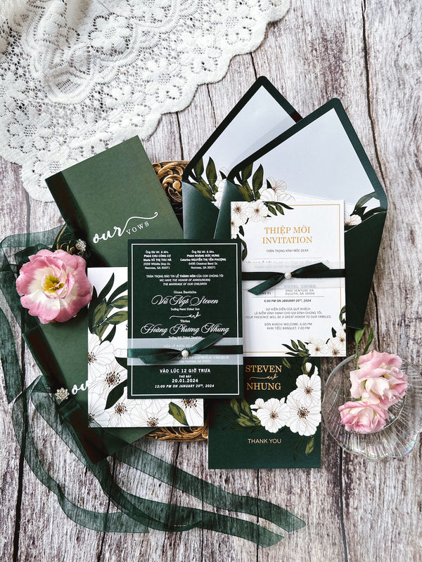 P231155 Dark Green Pearl Invitation