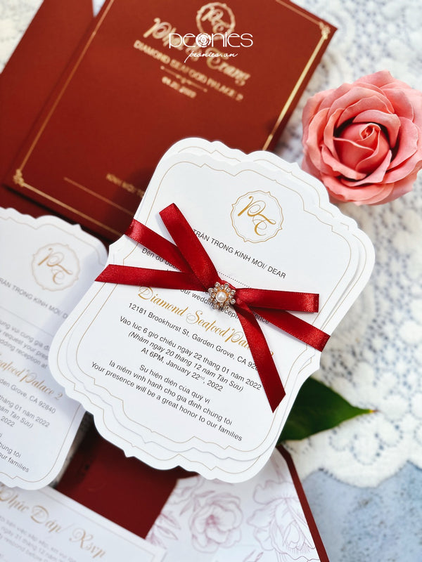 P231262 Red Luxury Wedding Invitation