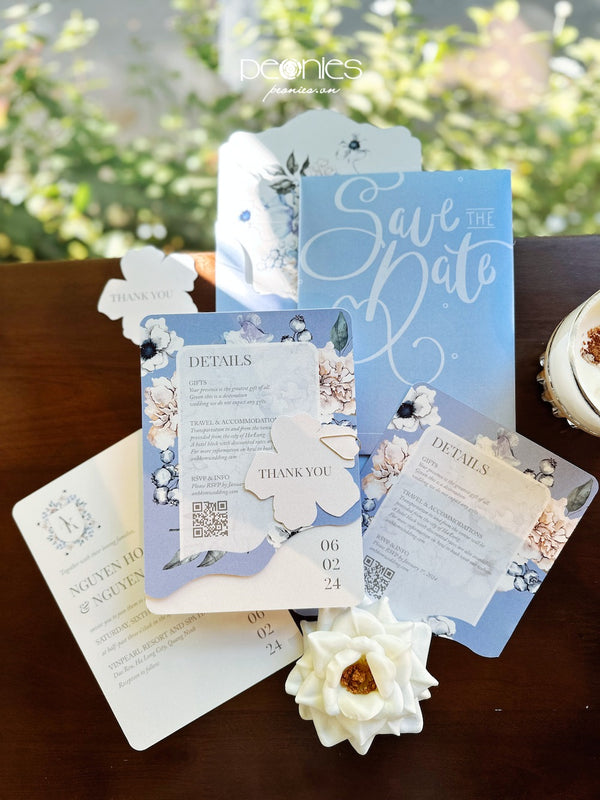 P231263 Blue Floral Invitation