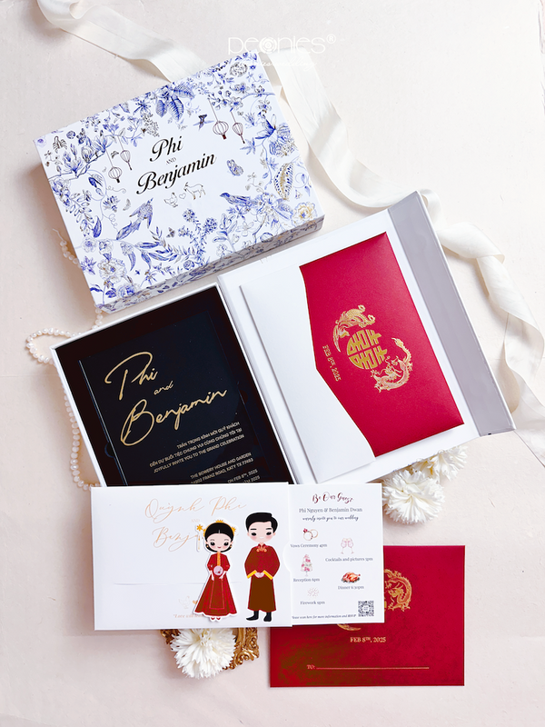 Luxurious Indochina style wedding invitation box P240915