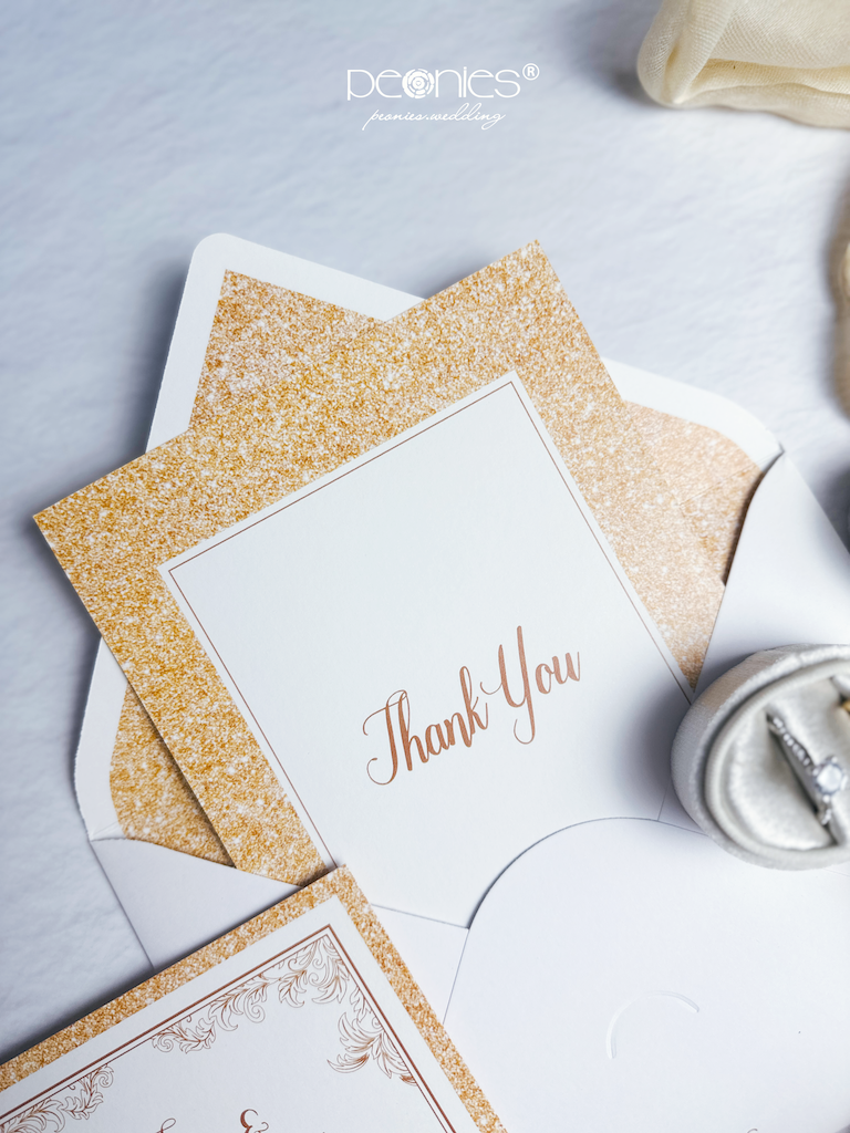 Luxury wedding invitation with glitter background P240911 – Peonies Wedding