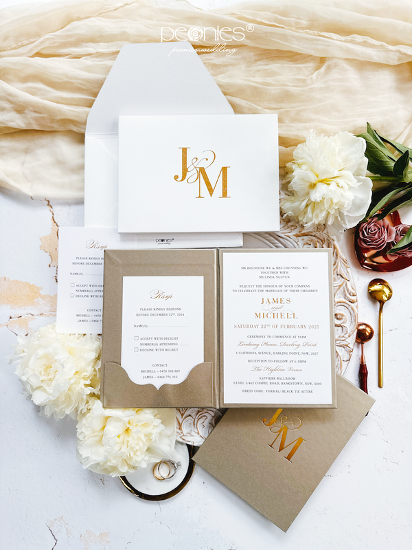 Luxurious, Gorgeous Wedding Invitations With Double Paper & Thick, Hard High Quality Folders P240713