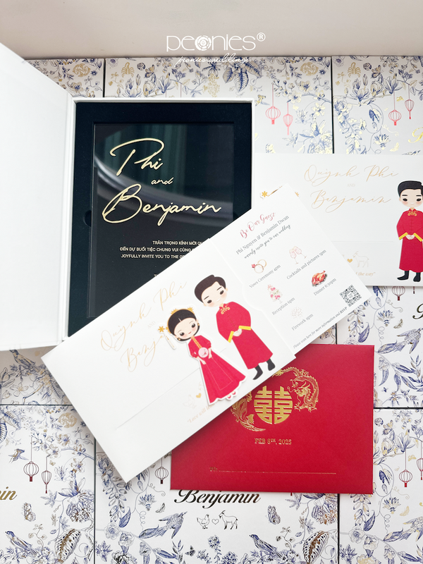 Luxurious Indochina style wedding invitation box