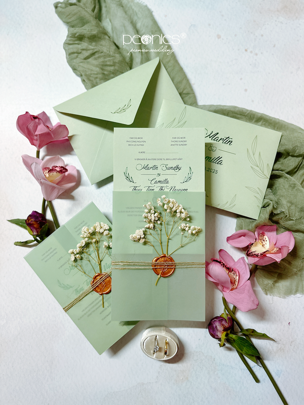 Elegant Greenery Foil + Vellum Invitations P240428