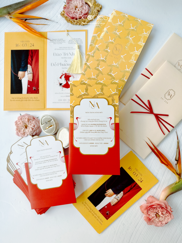 Indichine Style with Gold Foil Folder & Gorgeous Photo Wedding Invites P240501