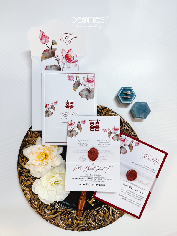 P24574 Lotus Chiness Wedding Invitation