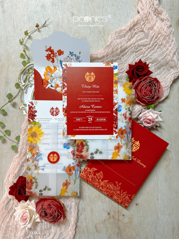 P240412 Red Traditational Wedding Invitation
