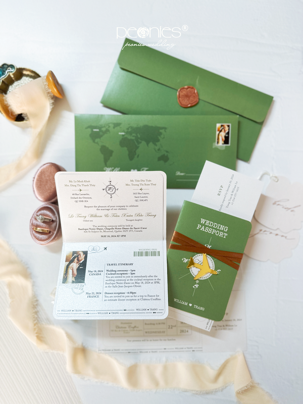 P240421 Greenery Passport Wedding Invitation