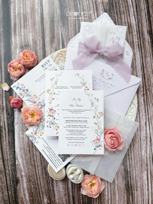 Boho Lilac Purple Wildflower Wedding Invitation P250902