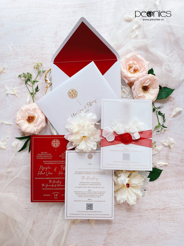 P220127 Giấy mời màu đỏ thanh lịch